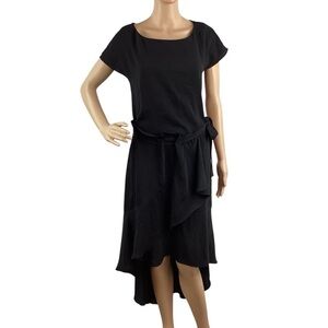 Laundry by Shelli Segal Black High-Low Ruffle Hem Belted Dress Size 4